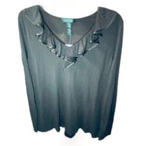 Ralph Lauren Ruffled V-neck Olive-Green Top